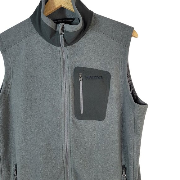 Marmot Mens Fleece Vest Gray Large Full Zip Collar Pockets Polartec C81070 - Picture 3 of 13